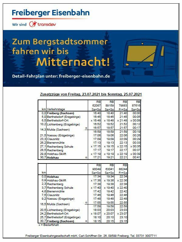 Fahrpläne zum Bergstadtsommer