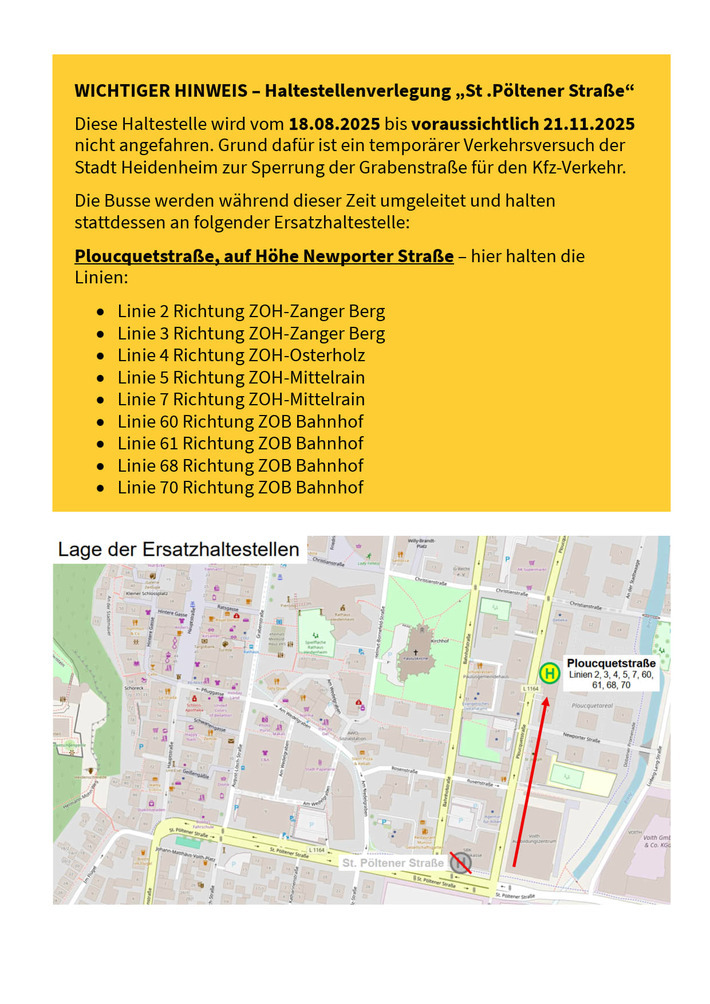 Haltestellenverlegung "St. Pöltener Straße" stadteinwärts