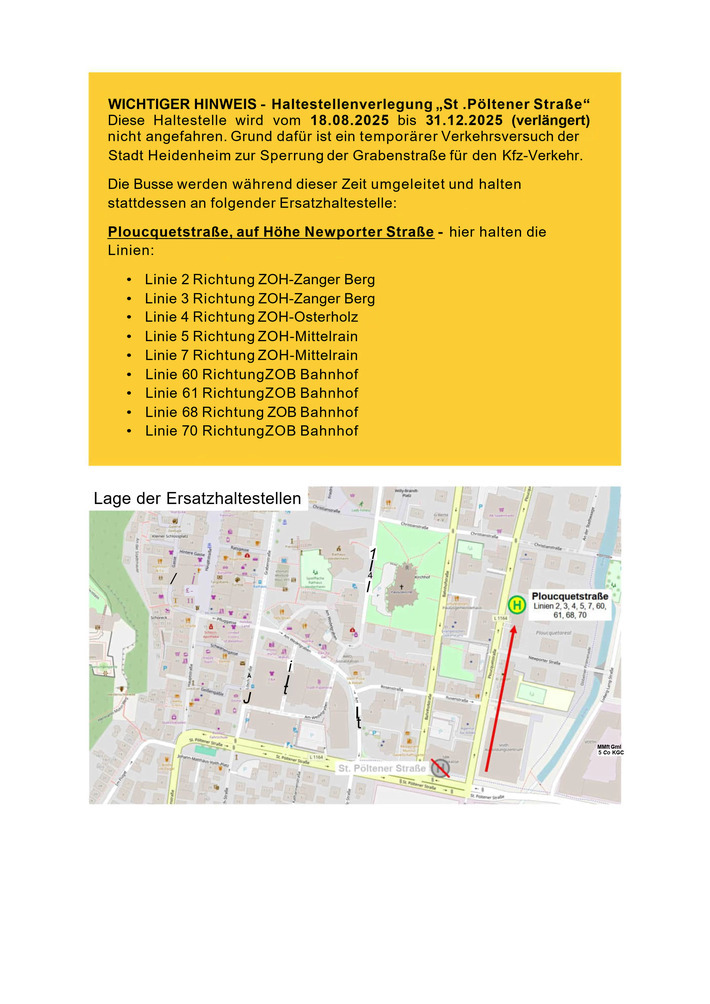 Haltestellenverlegung "St. Pöltener Straße" stadteinwärts