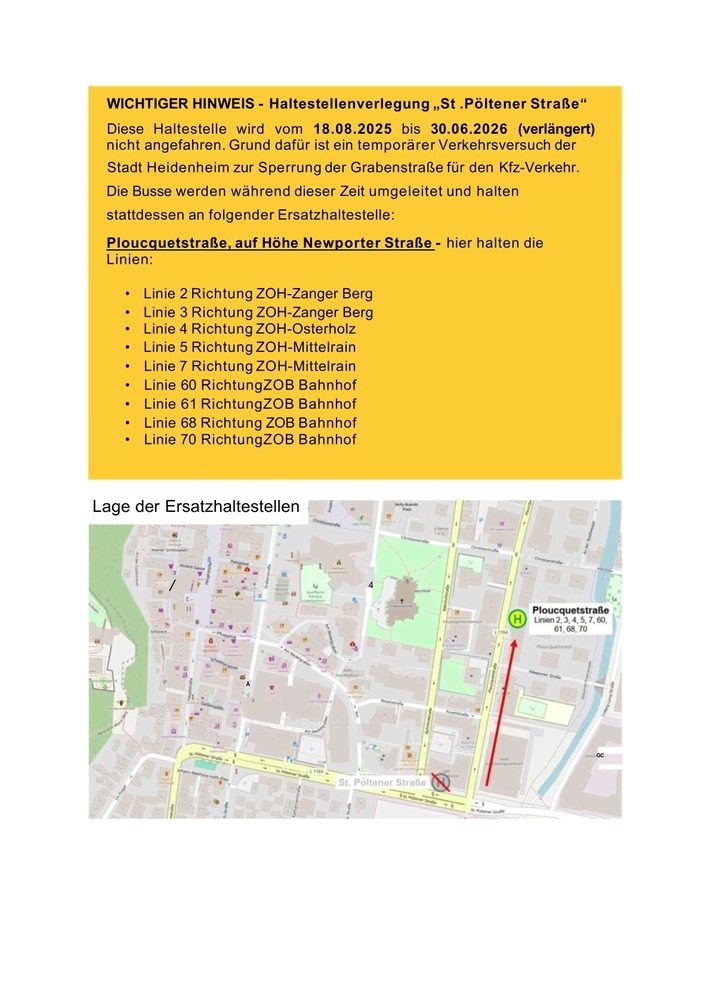 Haltestellenverlegung "St. Pöltener Straße" stadteinwärts