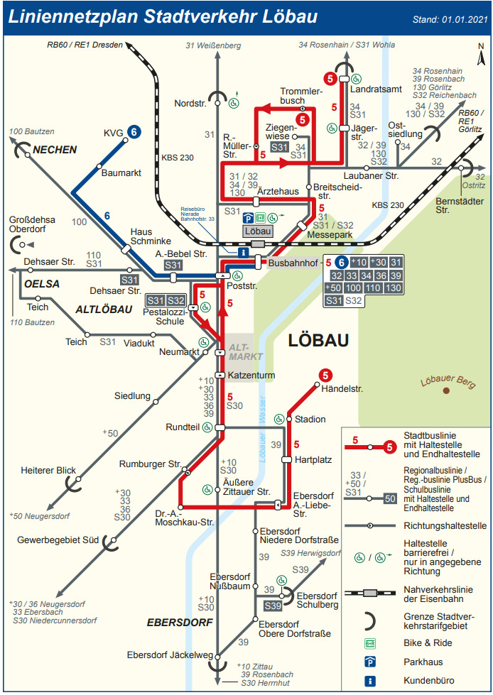 Netzplan Stadtverkehr Löbau