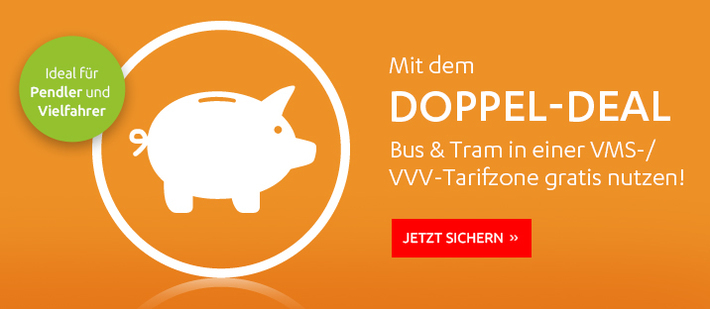Sparschwein mit Infotext zum Doppel-Deal Abo