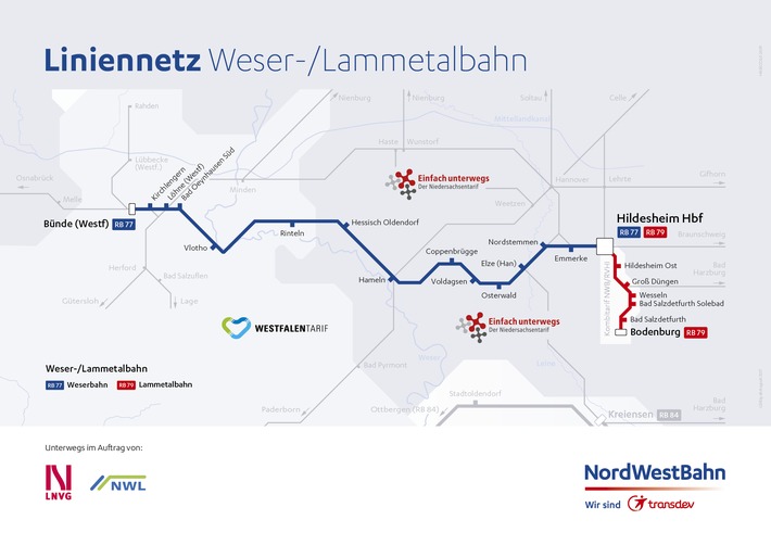 Verkehrsnetz Weser-/Lammetalbahn