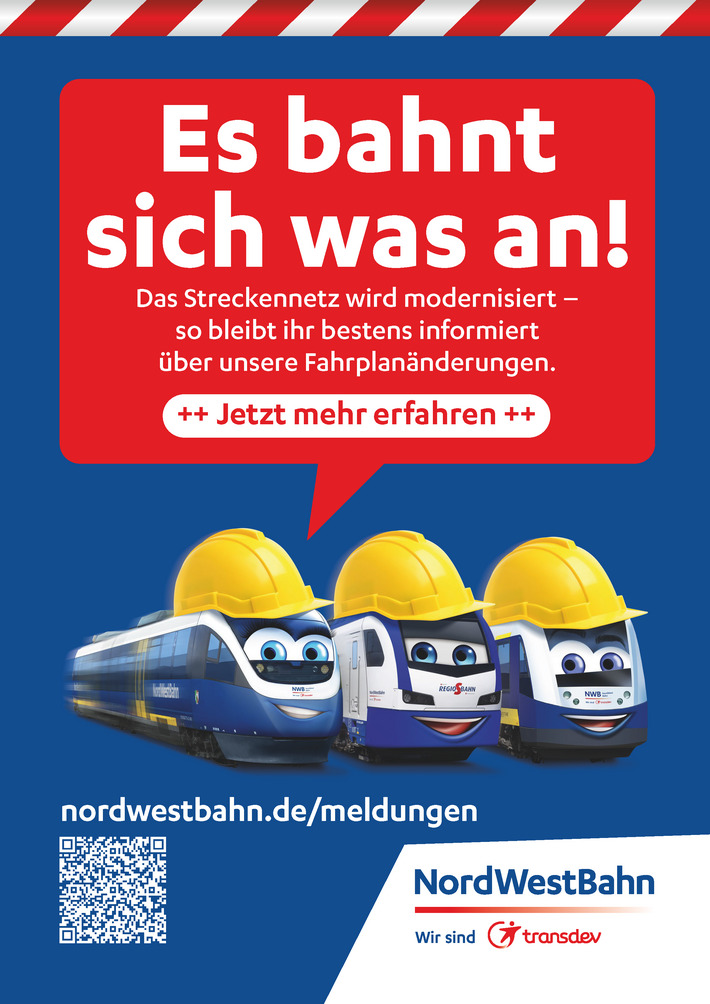 Drei Züge mit Bauhelm