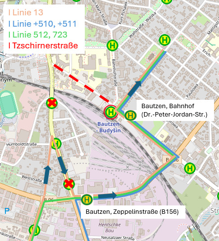 Umleitung stadteinwärts