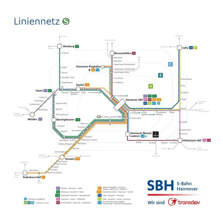 Liniennetz der S-Bahn Hannover