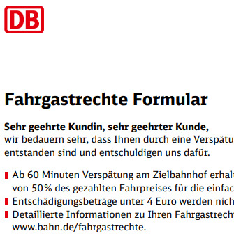 DB Fahrgastrechteformular