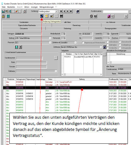 Kündigung im VAS durchführen